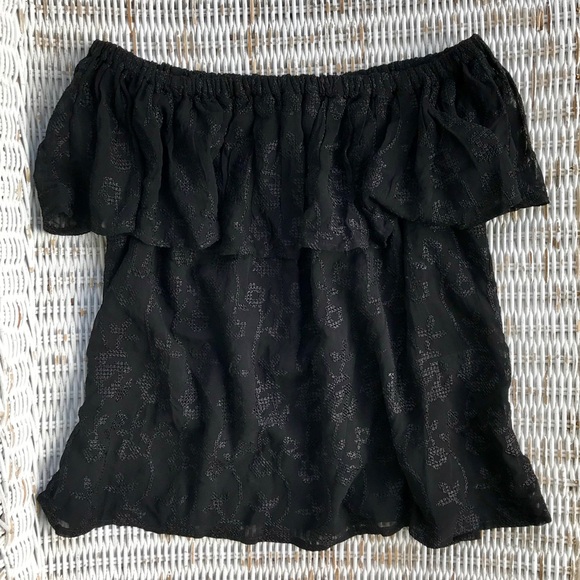 NWOT {Lucky Brand} Off-Shoulder Flowy Black Top • Size M - Picture 4 of 7